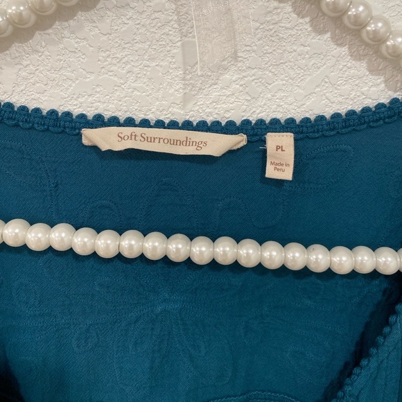 Soft surroundings teal v neck tunic size PL - Picture 2 of 5